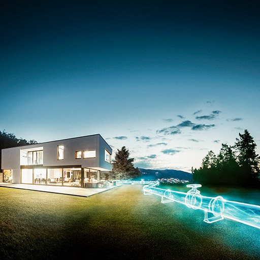 Haus mit Pipeline